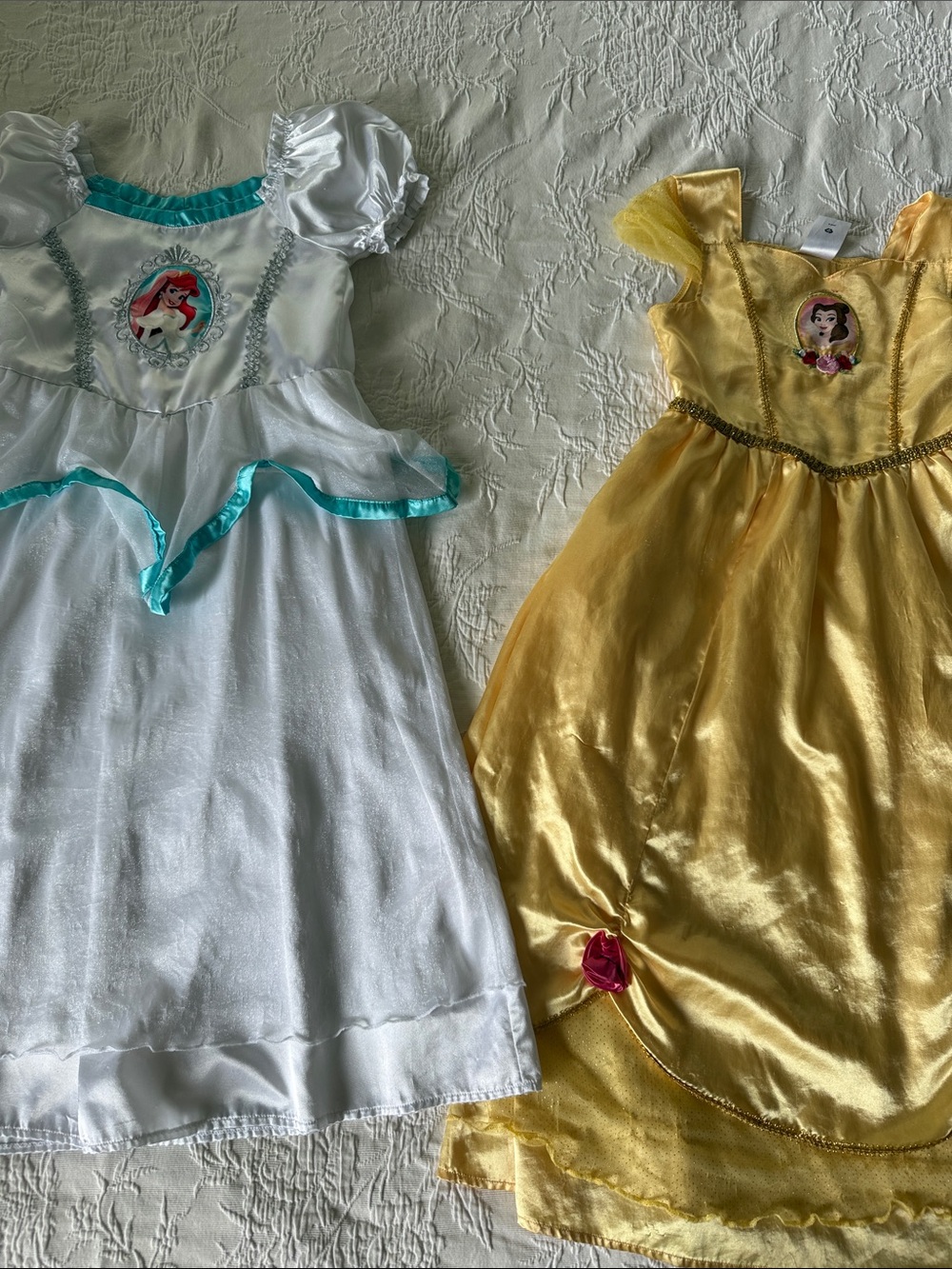 Disney Ariel & Belle Costume Dresses - White, Aqua & Yellow